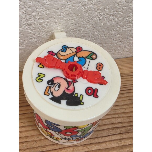 Vintage Walt Disney Mickey Mouse & Friends Plastic Cup w Clock Lid Superseal - Picture 5 of 15